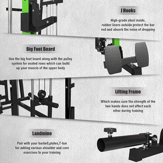 Smith Machine,2200 LBS Squat Rack for Home Gym with Dual Pulley System,Multifunctional Power Rack Cage for Strength Training with More Attachments-StrideForce Fitness