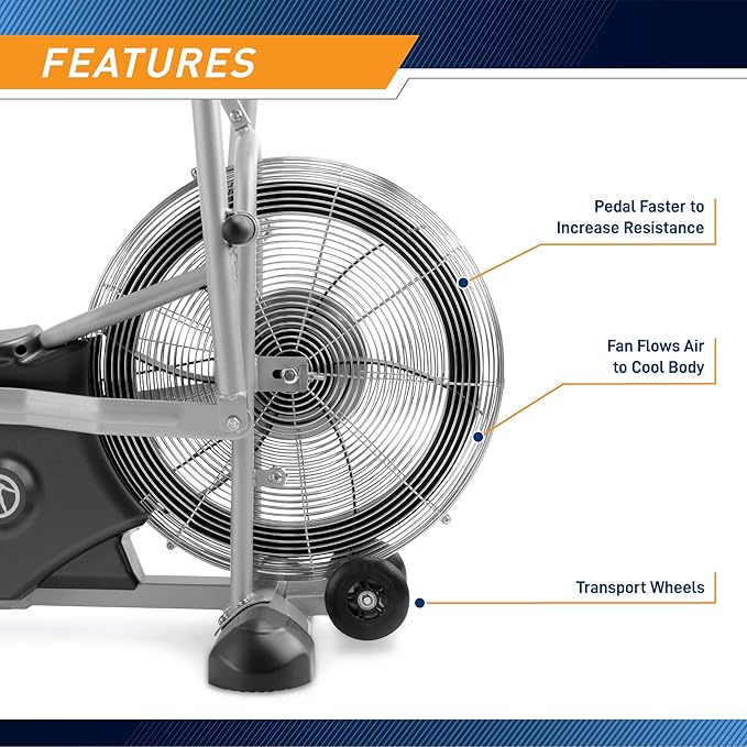 Marcy Air-Resistance Exercise Fan Bike With Dual Acction Handlebars-StrideForce Fitness