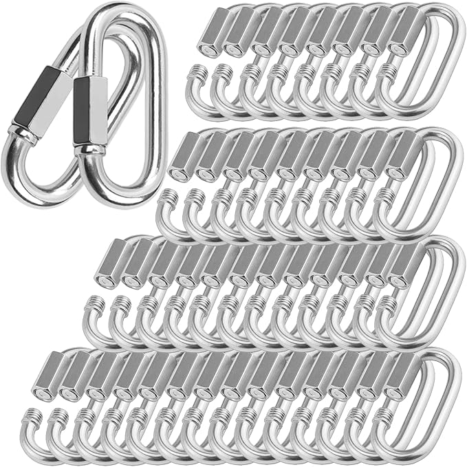 Quick Links, Chain Links Connector, 620lbs Capacity Heavy Duty Carabiner Clips, Galvanized Thread Quick Link Hardware for Safety Chain Swing Gym Hammock, Screw Lock Oval Locking Carabiner-StrideForce Fitness