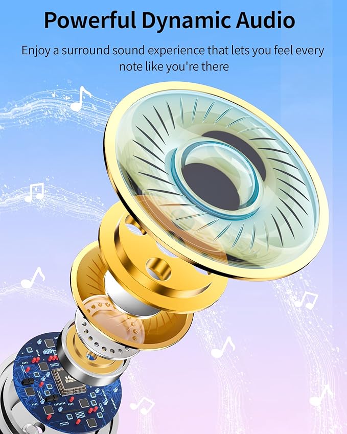 PocBuds Bluetooth Headphones Wireless Earbuds 80hrs Playtime Wireless Charging Case Digital Display Sport Ear Buds with Earhook Deep Bass IPX7 Waterproof Over-Ear Earphones for Phone Laptop Rose Gold-StrideForce Fitness