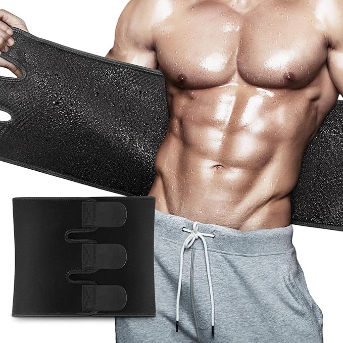 RIYA Waist Trimmer Sweat Waist Trainer for Women and Men Waist Sweat Belt Band Belly Stomach Wrap-StrideForce Fitness