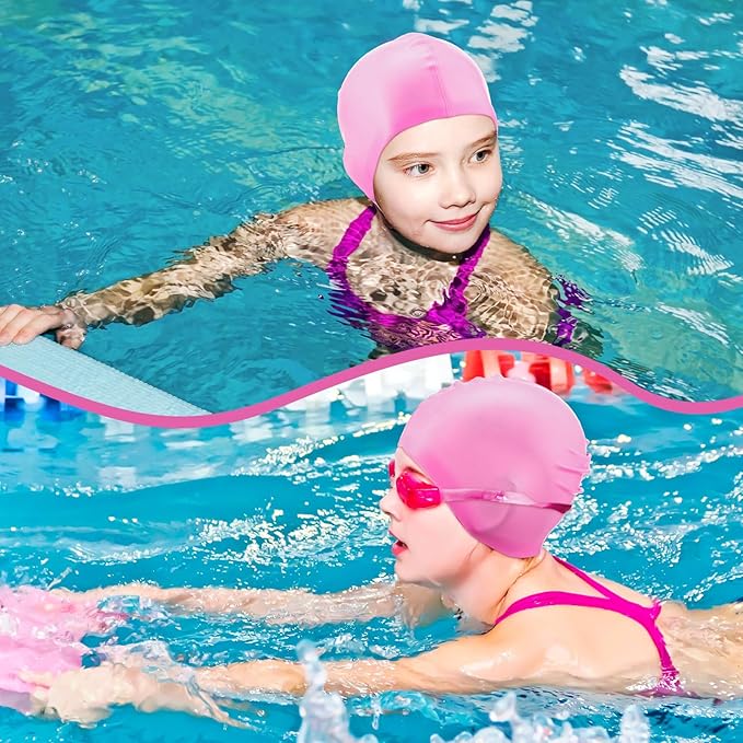 Syhood 6 Pieces Unisex Adult Silicone Swim Cap Waterproof Swimming Hat Non Slip Pool Hat Elastic Silicone Cap for Long and Short Hair-StrideForce Fitness