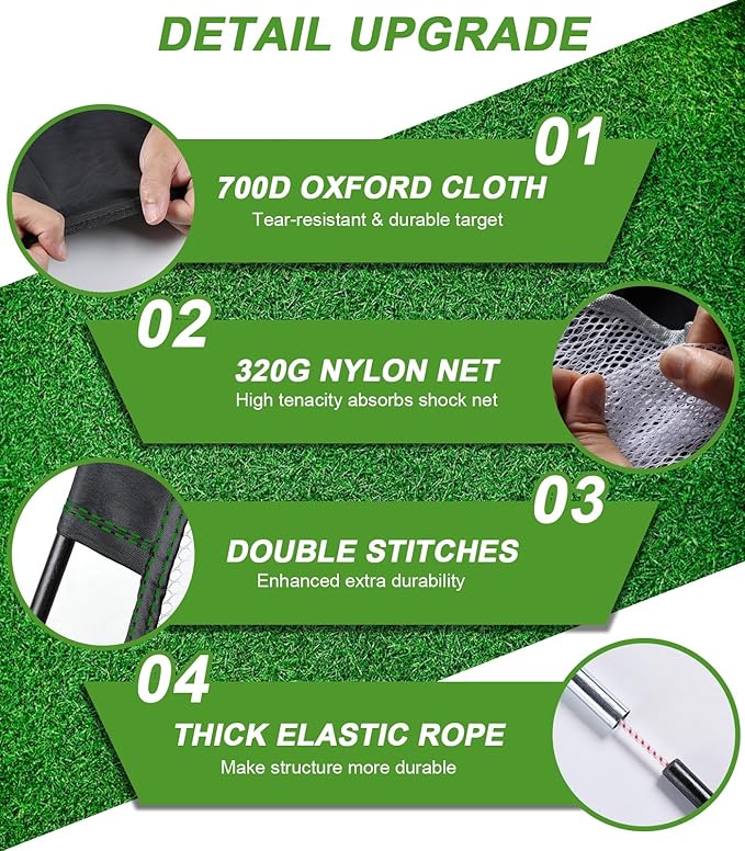 Golf Net, 10x7FT Golf Practice Net with Tri-Turf Mat for Outdoor Indoor, All-in-One Golf Hitting Aid Nets for Backyard Training Driving Chipping Swing, Gifts for Men/Him/Dad/Golfer-StrideForce Fitness