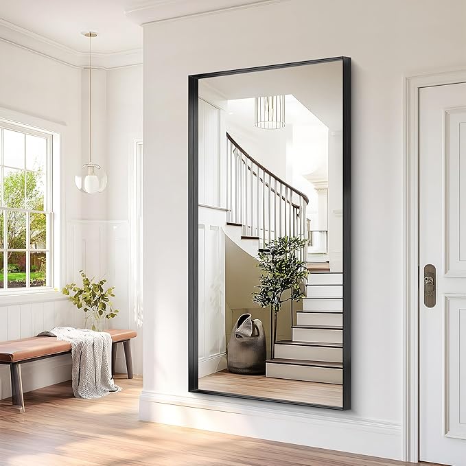 Black Bathroom Mirror, 72x36 Inch Rectangular Deep Frame Mirror, Large Wall Mounted Bathroom Vanity Mirror Over Sink for Bedroom,Restroom, Living Room, Hangs Vertically or Horizontally-StrideForce Fitness