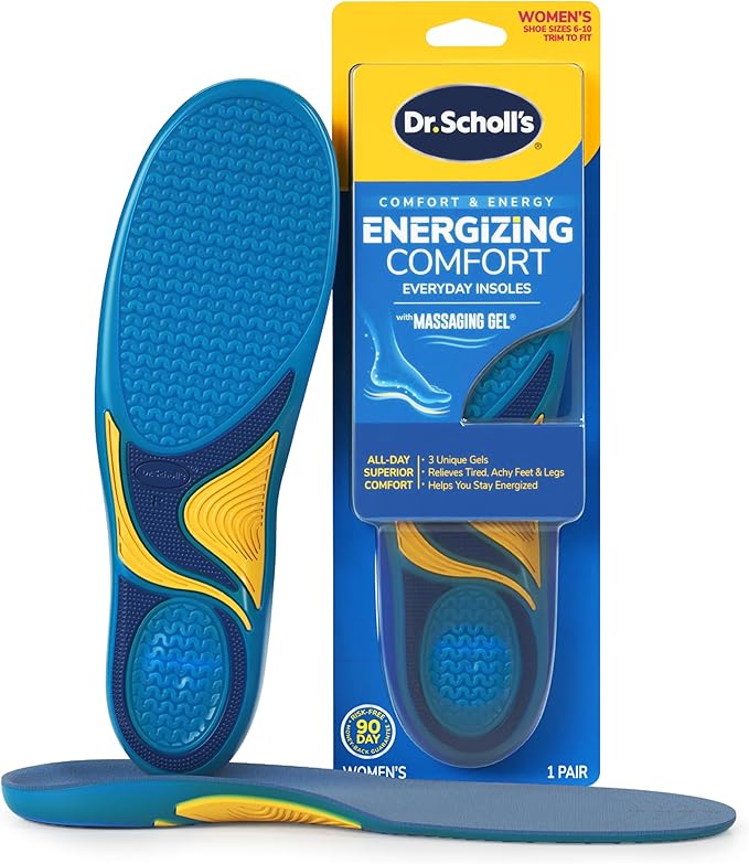Dr. Scholl’s Energizing Comfort Women’s Everyday Insoles with Massaging Gel - Clinically Proven, All-Day Energy and Comfort Inserts with Patented Triple Gel Design - Shock Absorbing, Arch Support-StrideForce Fitness