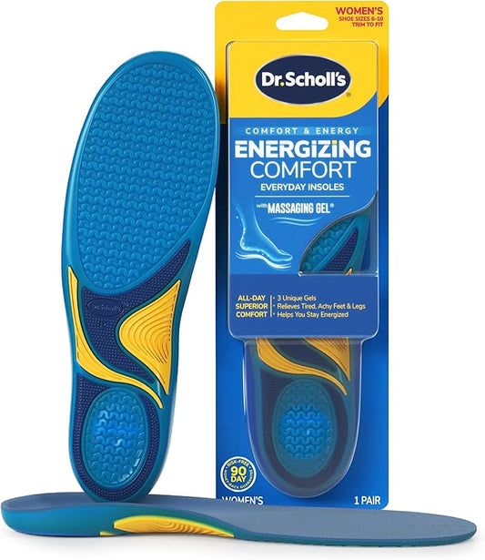 Dr. Scholl’s Energizing Comfort Women’s Everyday Insoles with Massaging Gel - Clinically Proven, All-Day Energy and Comfort Inserts with Patented Triple Gel Design - Shock Absorbing, Arch Support-StrideForce Fitness
