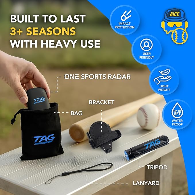 TAG One Sports Radar (120 Ft Range) – AI-Powered Radar Speed Gun with Real-Time Coaching Feedback – Bluetooth Speed Training Device for Baseball, Softball & Golf with App Integration-StrideForce Fitness