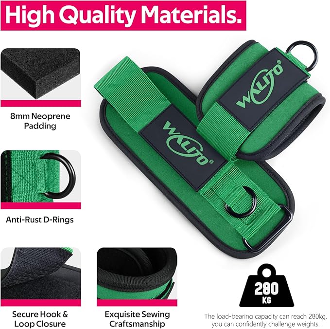 WALITO Ankle Resistance Bands with Cuffs, Exercise Bands for Legs and Butt, Booty Workout Equipment for Kickbacks and Hip Fitness Training