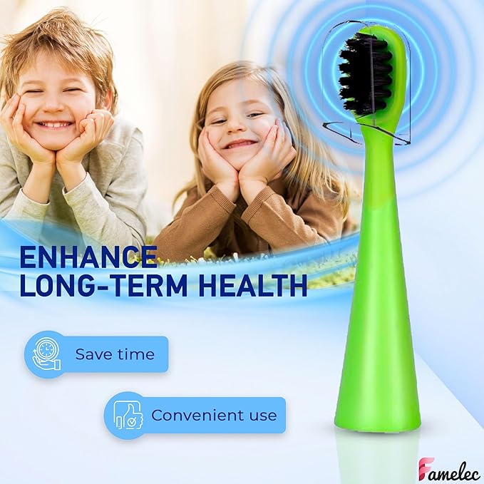 10Pcs for Burst Toothbrush Heads Kids, Fit for Burst Kids Electric Toothbrush, Ultra Soft Bristles for Deep Clean Perfect for Toothbrush Heads Purple & Green with Toothbrush Covers