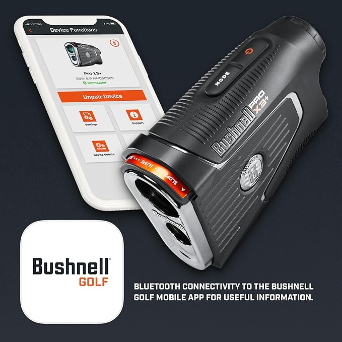 Bushnell Pro X3+ Golf Rangefinder with Wind Speed and Direction,1300 Yard Range,7X Magnification, Pin Locking with Visual Jolt-StrideForce Fitness