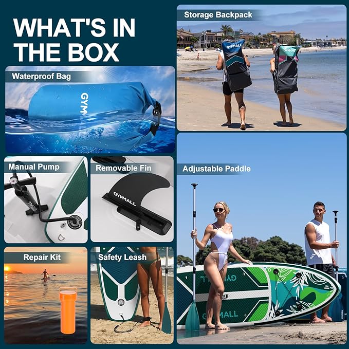 Paddle Board, Inflatable Stand Up SUP Paddle Boards for Adults & Youths of All Skill Levels, Wide & Non-Slip Deck Design Blow Up Paddleboards with Premium Accessories & Storage Bag-StrideForce Fitness