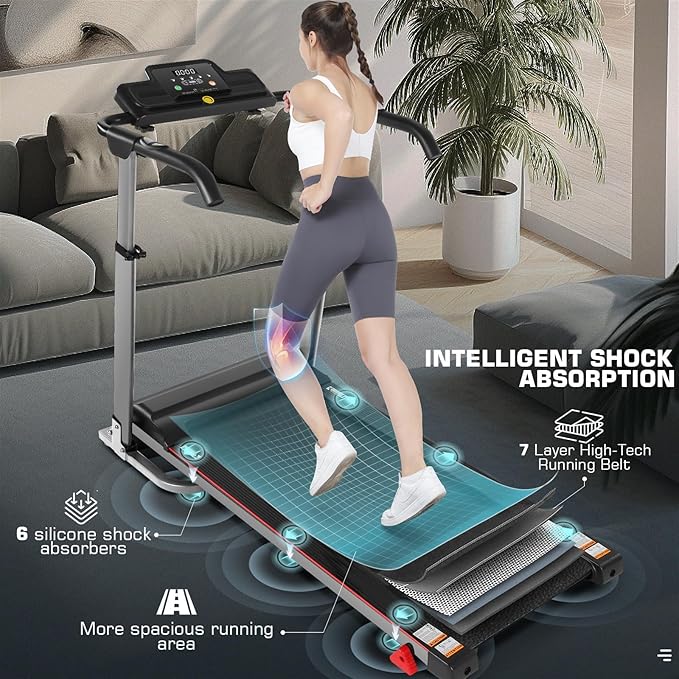 ANCHEER 2025 Premium Treadmill - 3.5HP Treadmills 350+ LBS Weight Capacity- 3-Level Incline, Foldable Design, Adjustable Height with Desk & Pulse Sensor - Perfect for Home Office & Family Workouts-StrideForce Fitness