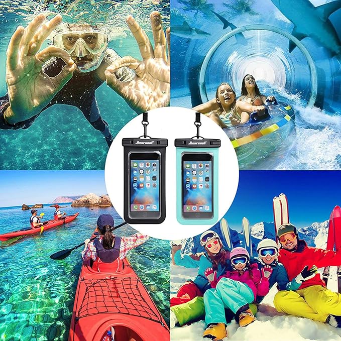 Hiearcool Waterproof Phone Pouch, Waterproof Phone Case for iPhone 17 16 15 14 13 Pro Max, IPX8 Cellphone Dry Bag Beach Cruise Ship Essentials 2Pack-8.3"-StrideForce Fitness