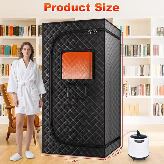 Portable Steam Sauna Box for Home: Full Size Sauna Tent for Personal Spa - Fast Heating Sauna Box with 3L Steamer, Folding Chair, Remote Control, 32" x 32" x 71"-StrideForce Fitness