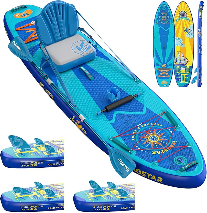 Journey 11'6" / 11'×34" / 11'×35" Extra Wide Paddle Board, One-Stop Premium SUP Board Accessories, Tailored Fins, Stable Inflatable Stand Up Paddle Boards for Youth/Adults of All Skill Levels-StrideForce Fitness