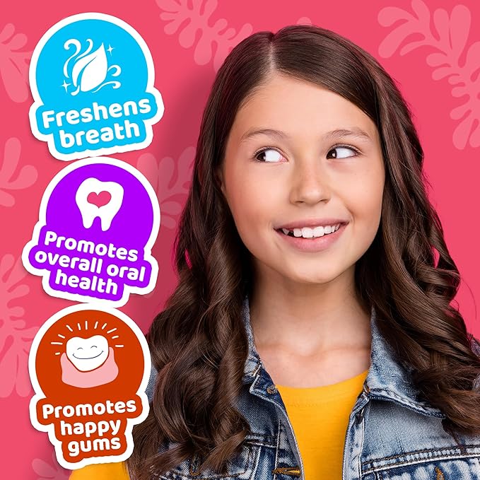 GuruNanda Kids Oil Pulling, Alcohol-Free Mouthwash, Essential Oils & Vitamins for Fresh Breath & Happy Gums for Ages 6 & up, Natural Bubble Berry, 8 Oz