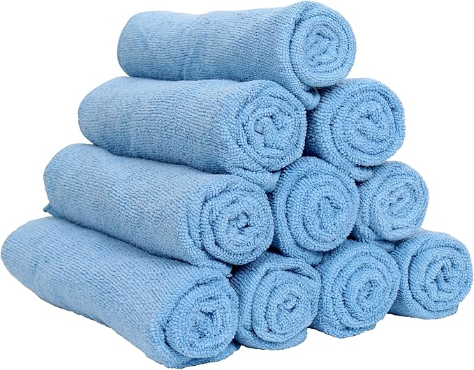 Arkwright Microfiber Gym Towel - Pack of 12 - Super Soft, Quick Dry Workout Sweat Towels, 300 GSM Lightweight & Absorbent for Sports, Working Out, Yoga, and Spa, 16 x 27 in, Blue-StrideForce Fitness