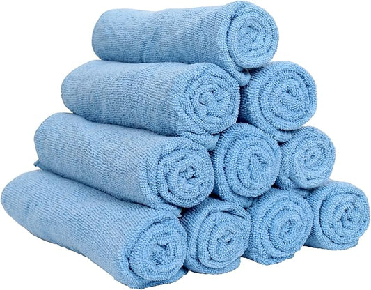 Arkwright Microfiber Gym Towel - Pack of 12 - Super Soft, Quick Dry Workout Sweat Towels, 300 GSM Lightweight & Absorbent for Sports, Working Out, Yoga, and Spa, 16 x 27 in, Blue-StrideForce Fitness