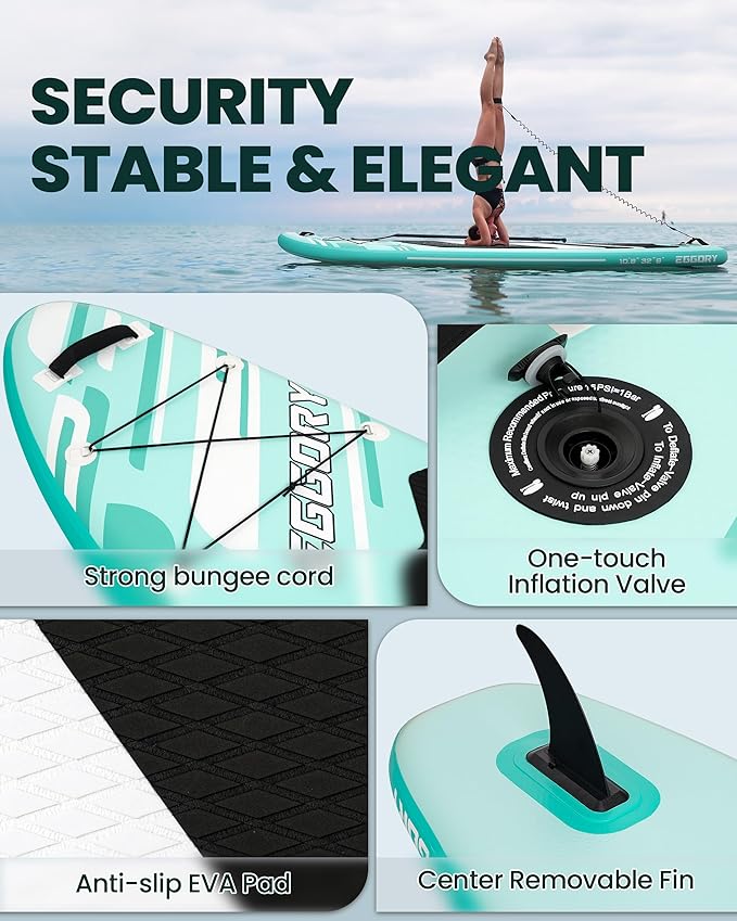 Inflatable Paddle Board,Stand Up Paddle Board Set, Extra Wide SUP Board with Removable Fin, Floating Paddle, Hand Pump, Waterproof Phone Pouch,Traveling Board-StrideForce Fitness