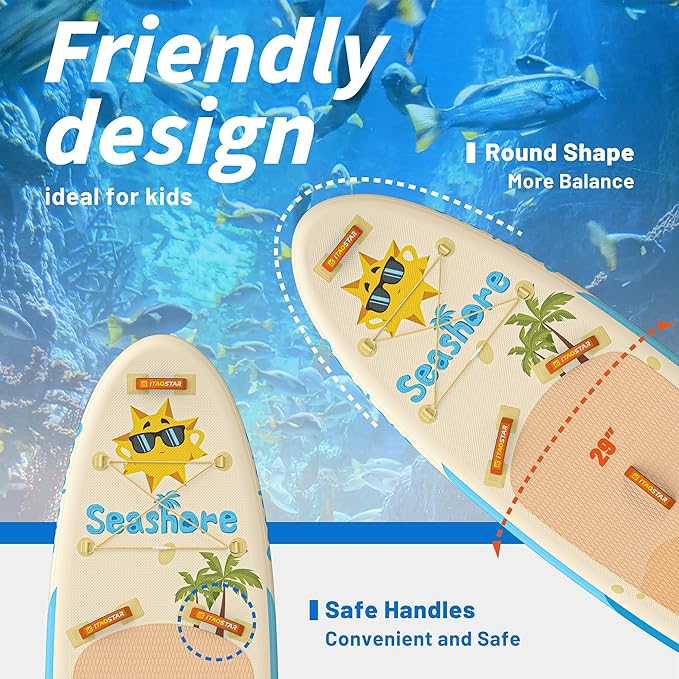 Joy 8'×29"/11'×35" Inflatable Paddle Board for Kids, One-Stop Premium SUP Accessories, Stand Up Paddle Board for More Balance, Tailored Fins for More Fun-StrideForce Fitness