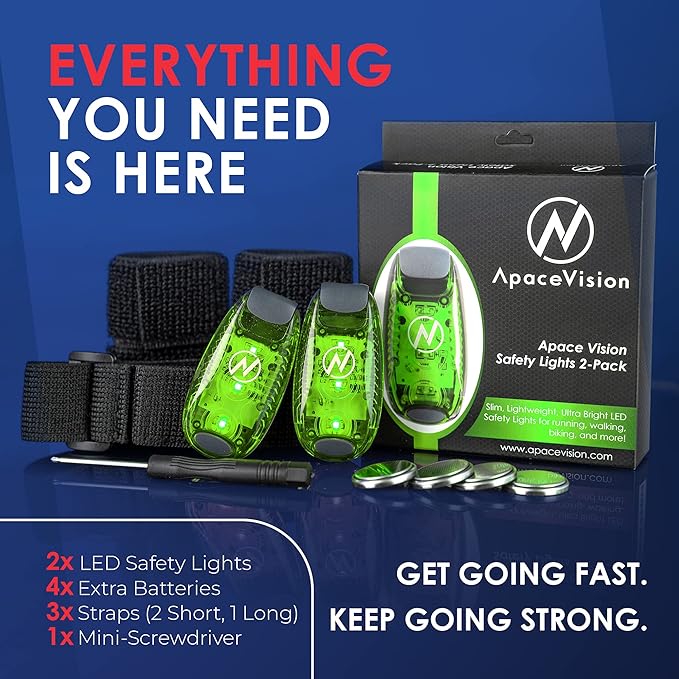 LED Safety Light (2 Pack) - Clip On Strobe/Running Lights for Runners, Dog, Bike, Walking, Boat, Kayak, Stroller and More - High Visibility Accessories for Your Reflective Gear, Bicycle-StrideForce Fitness