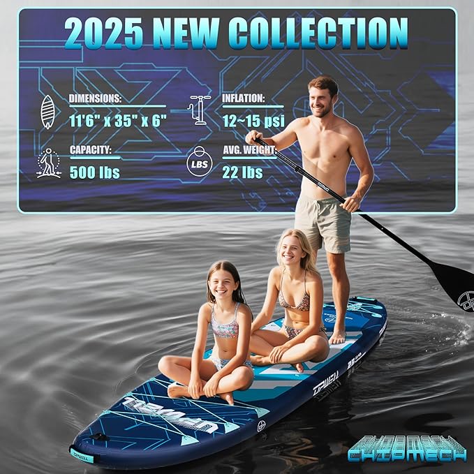 UPWELL 11'6"×35" Extra Wide Inflatable Paddle Board, Stand Up Paddle Board for Youth & Adults, Stable Design, Premium SUP Accessories, 120L Backpack, 10L Dry Bag, Paddle, Leash, Hand Pump, US Fins-StrideForce Fitness