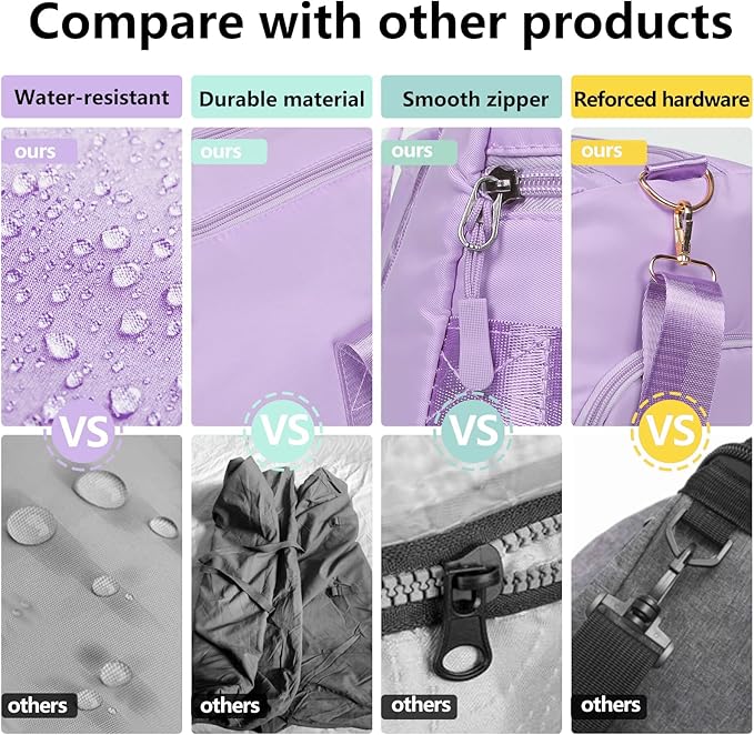 MABROUC Duffle Bag For Women, Sports Duffel Bag for Gym with Wet Pocket & Shoe Compartment, Overnight Weekender Travel Bag-StrideForce Fitness