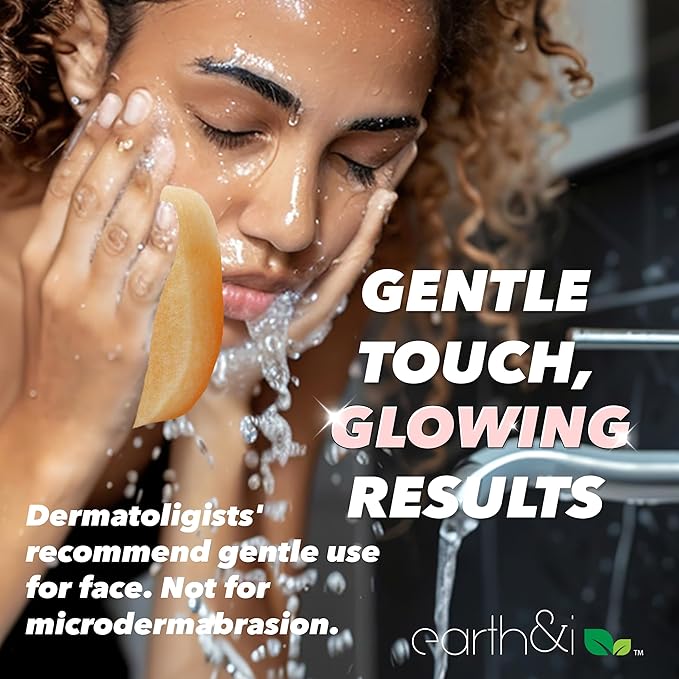 Earth & I - for Sensitive Skin - Gentle Face Exfoliator Puffs, Facial Scrubber for Women, Facial sponges for Washing face Dermatology exfoliating Pads, buf puf Facial Sponge face scrubbers -12ct
