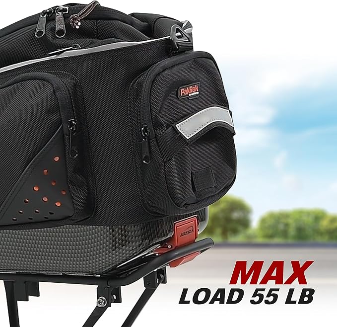 Ibera Bike Rack - Bicycle Touring Carrier Plus+ for Disc Brake/Non-Disc Brake Mount, Fat Tire Bikes, Frame-Mounted for Heavier Top & Side Loads, Height Adjustable for 26"-29" Frames-StrideForce Fitness