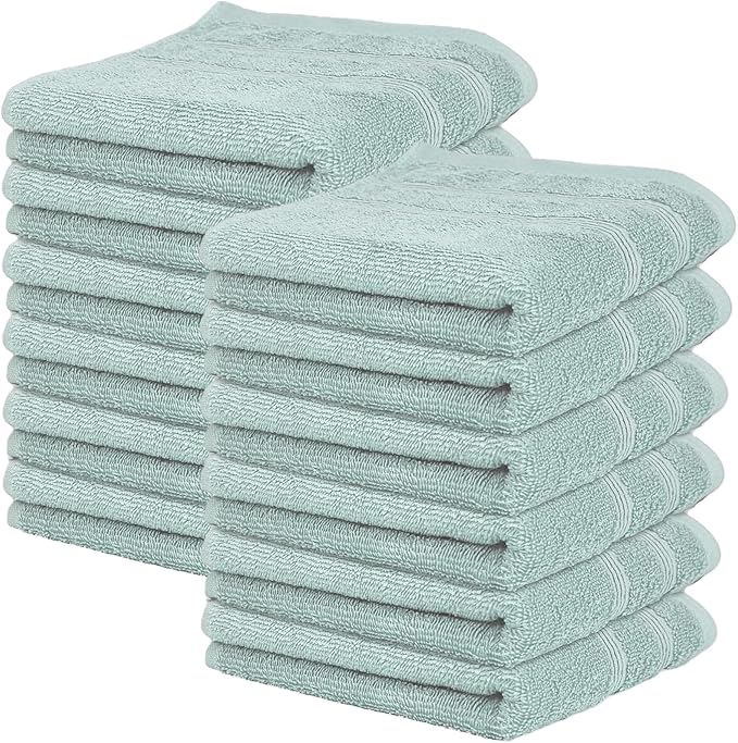 Kaufman - Premium Hand Towels Set for Bathroom, Spa, Gym, and Face Towel 100% Cotton Ring Spun, Ultra Soft Feel and Highly Absorbent Towels (12, Aqua)-StrideForce Fitness