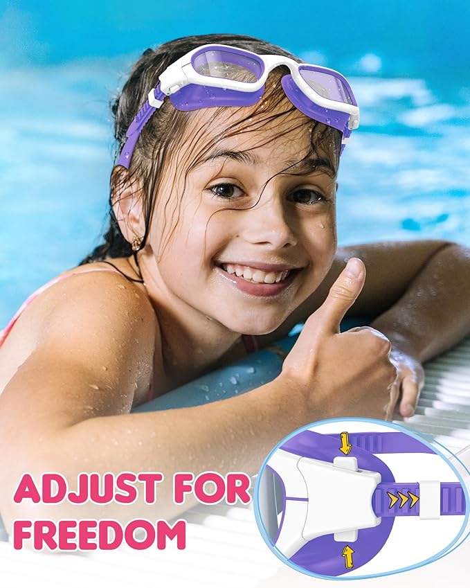 Kids Swim Goggles,Swimming Goggles for Kids 6-14, Anti-Fog UV Protection Pool Glasses for Boys Girls-StrideForce Fitness