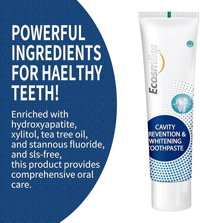 Fluoride Anticavity Toothpaste for Adults, Cavity Protection Teeth Whitening with Xylitol and Remineralizing Hydroxyapatite, Tartar Remover SLS Free, Tooth Decay Enamel Repair, Mint 3.52 OZ