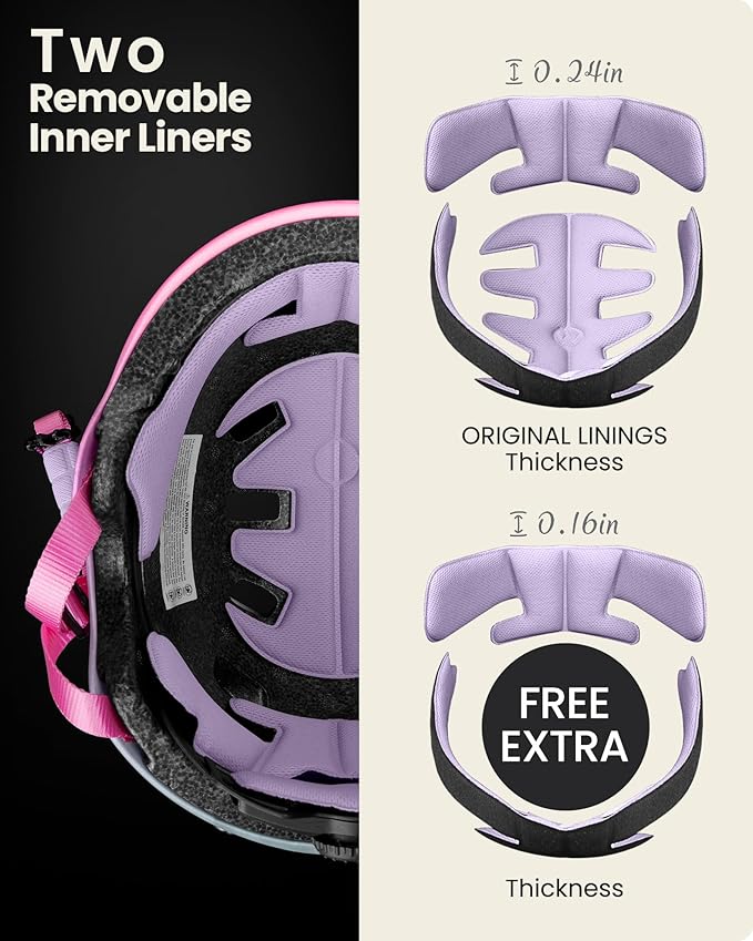 OutdoorMaster Skateboard Cycling Helmet - Two Removable Liners Ventilation Multi-Sport Scooter Roller Skate Inline Skating Rollerblading for Kids, Youth & Adults-StrideForce Fitness