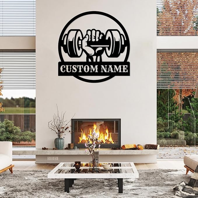 Personalized Metal Gym Sign, Custom Fitness Metal Wall Decor, Body Builder Lovers Gift, Gym Custom Unique Metal Wall Art, fitness room decor, home gym decor, gym wall art (Style-6)-StrideForce Fitness
