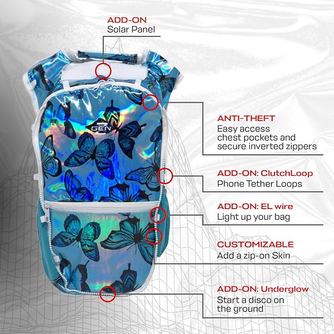 RaveRunner® Anti-Theft Hydration Backpack | Rave Hydration Pack, Festival Water Bag, Hydropack Rave, Hydration Pack EDC-StrideForce Fitness