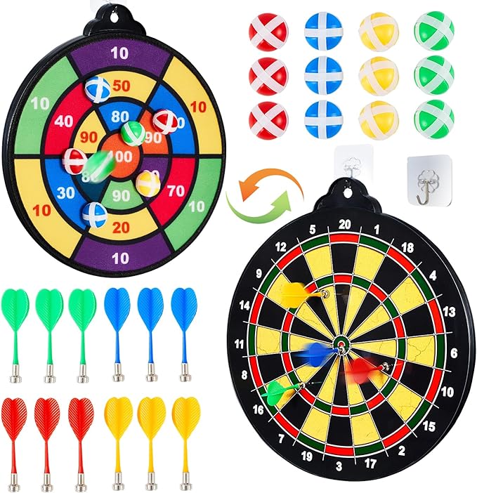 Magnetic Dart Board - 12Magnetic Darts+12Sticky Balls Or 2 Toy Gun+40 Foam Dart,Fun for Family Game and Party with Friends, Christmas Birthday Gifts Toys for 3-12 Year Old Boys-StrideForce Fitness