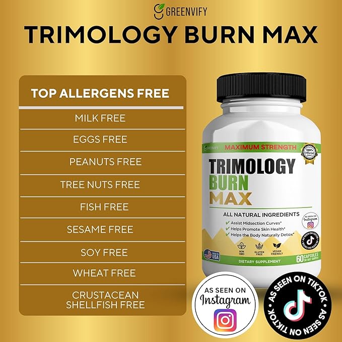 Trimology Burn Max Natural Supplement, 60 Capsules, 30 Day Supply, Vegan, Gluten Free (2)-StrideForce Fitness