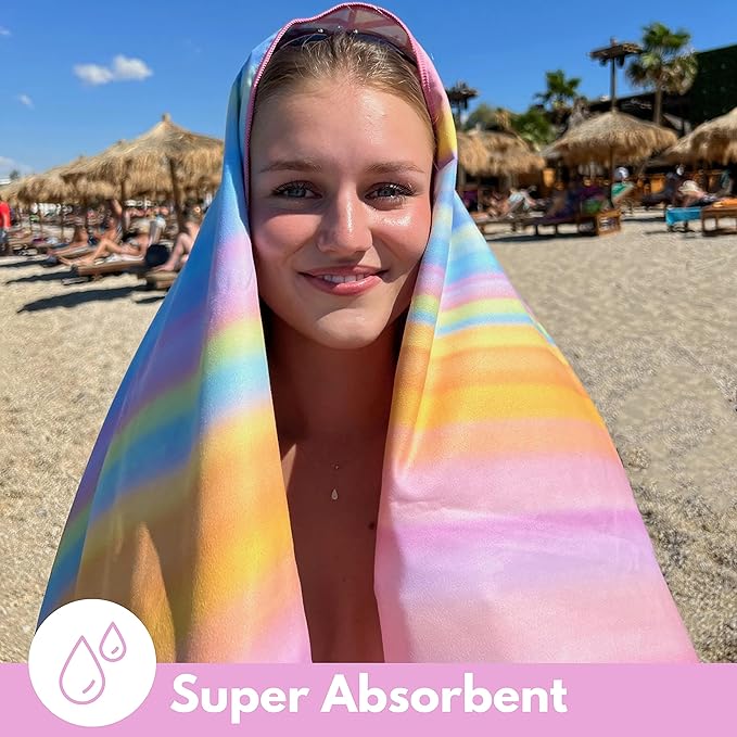 ECCOSOPHY Microfiber Beach Towel - Sand Free Towels are Quick Dry, Light Weight, Super Absorbent - Perfect Pool, Travel, Cruise, Camping Essentials - Oversized Extra Large for Adults 71x35 in-StrideForce Fitness