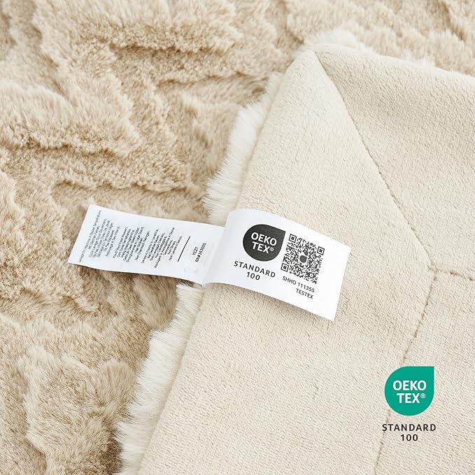 Cozy Bliss Faux Fur Throw Blanket for Couch - Soft Fuzzy Cozy Throw Gift Blankets for Women,Beige Boho Blanket for Sofa Bedroom Living Room.60 * 80 Inches-StrideForce Fitness