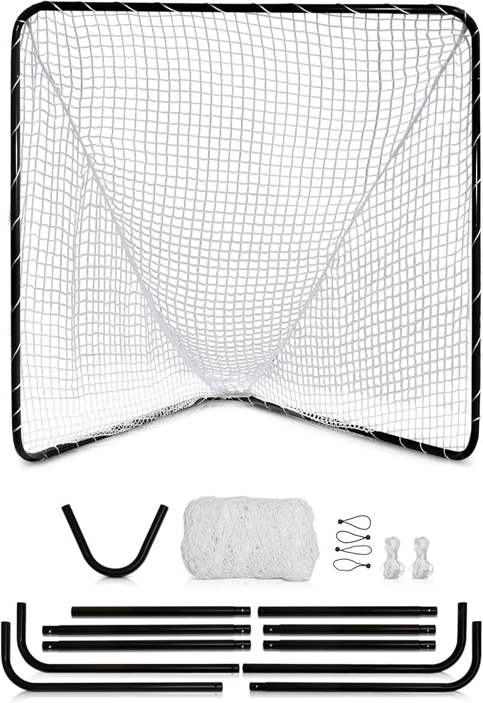 Velocity - Lacrosse Goal - Portable Steel Frame with Black Net, Perfect for Youth and Adult Training, Backyard Design-StrideForce Fitness