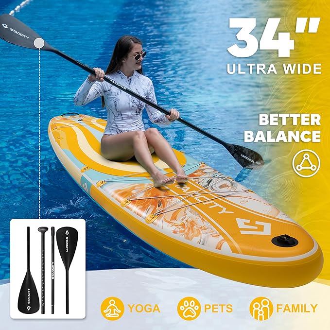 Starcity 11'6"*34"*6" Stand Up Paddle Board,Inflatable Paddle Boards for Adults w/a Simple and Non Slip Design, Moderate Length and Easy Operation, Suitable for Adults.-StrideForce Fitness