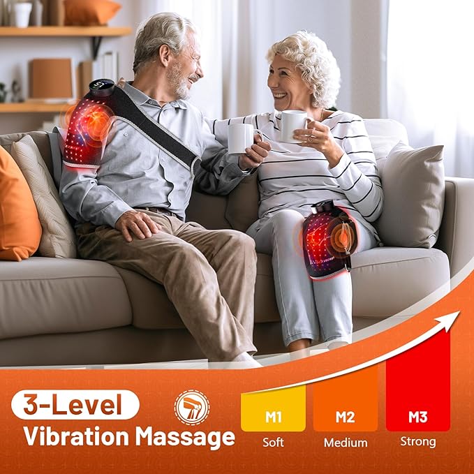 Red Light Therapy Knee Brace with Vibration Knee Massage, Extension Band, Wireless Rechargeable Controller,660nm&850nm Near Infrared Light Therapy Heated Device for Knee/Elbow/Shoulder Pain Relief-StrideForce Fitness