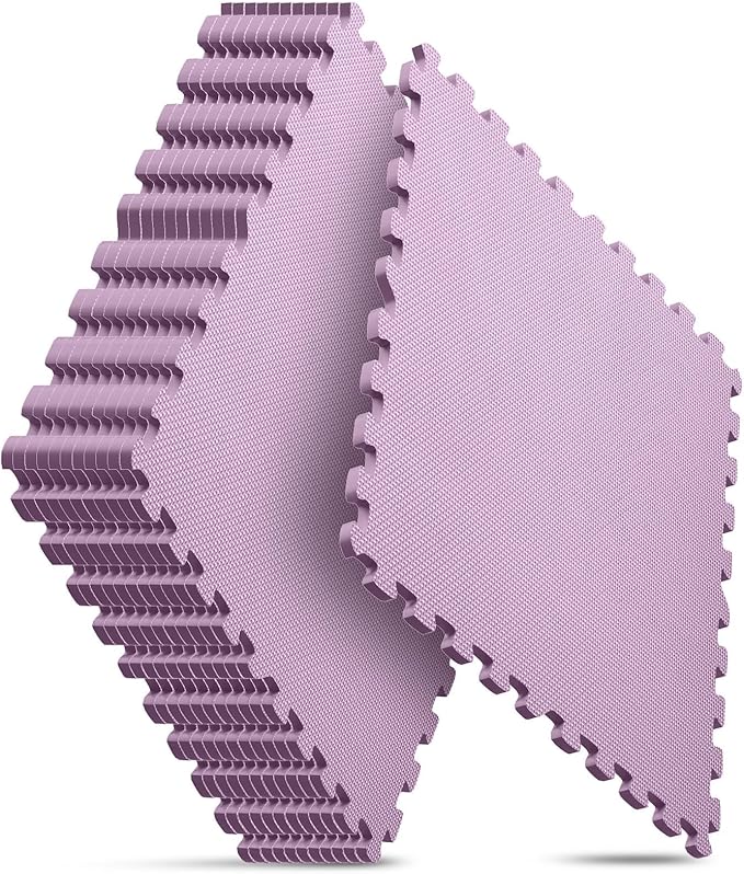 Home Gym Mat, Puzzle Exercise Mat, EVA Interlocking Foam Floor Tiles for Home Workout Equipment and Kids' Play Areas - Blue, 24 in x 24 in x ½ in - (Pink, 12 Pack (48 SQ FT))-StrideForce Fitness