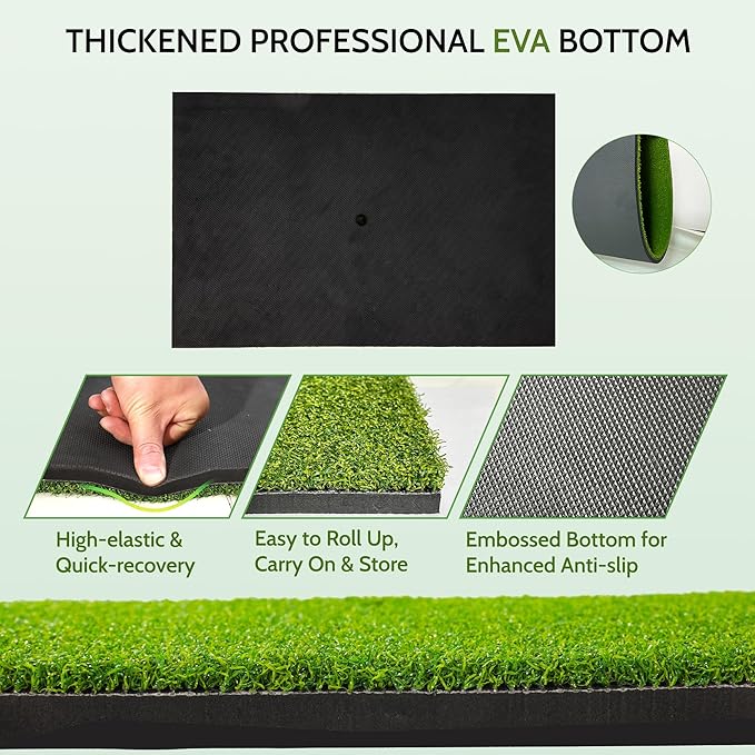 Upgrade Multi-Function Golf Hitting Mat – MyVoice 5x4ft Thickened Mat with Interchangeable Turf, Durable Non-Slip Base for Indoor & Outdoor Practice, Ideal for Golfers of All Levels-StrideForce Fitness