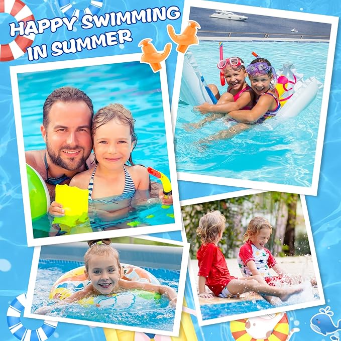 Hearprotek Swimming Ear Plugs, 3 Pairs Soft Waterproof Reusable Earplugs for Swimming Showering Bathing and Other Water Sports Suitable for 6+ Kids(Blue/Orange/Purple)-StrideForce Fitness