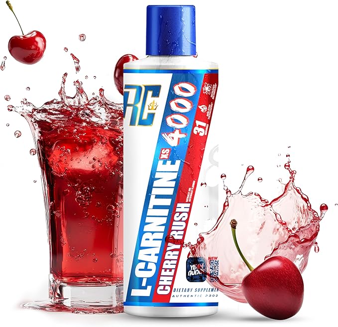 Ronnie Coleman Signature Series L Carnitine XS 4000 Liquid, Stimulant Free, Sugar Free, Zero Carbs, Lean Muscle Strength Support for Men & Women, 16 Oz (16 oz, Cherry Rush (4000))-StrideForce Fitness