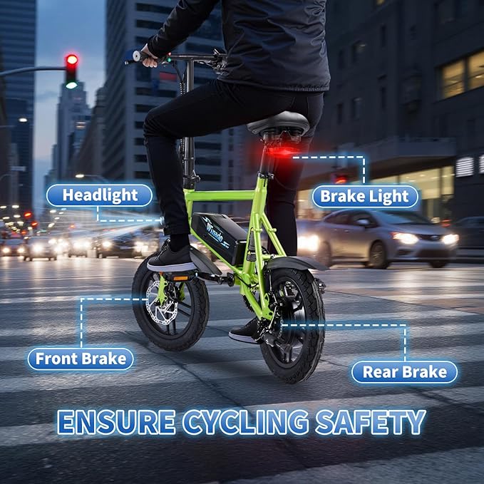 Winado Electric Bike for Adults, 14" Folding Electric Bicycle 450W Motor with Dual Disc Brakes, Max Range 25Miles(Pedal-Assist) & Speed 15.5MPH, Foldable Commuter City Ebike for Adults/Teens-StrideForce Fitness