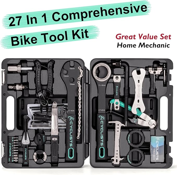 27 Piece Bike Tool Kit - Bike Tools Maintenance Repair Kit - Mountain/Road Bike Bicycle Repair Tool Kit With Storage Case-StrideForce Fitness