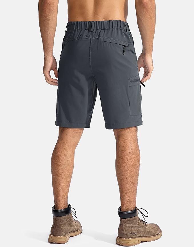 Pudolla Men's Hiking Cargo Shorts 9" Lightweight Outdoor Work Shorts for Men Travel Golf Camping Casual with 5 Zipper Pockets-StrideForce Fitness