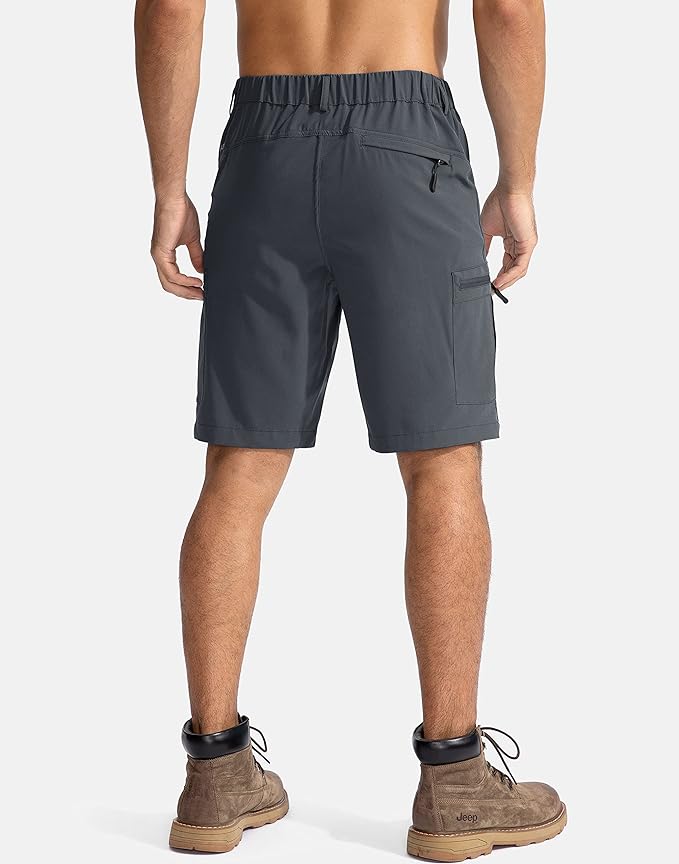 Pudolla Men's Hiking Cargo Shorts 9" Lightweight Outdoor Work Shorts for Men Travel Golf Camping Casual with 5 Zipper Pockets-StrideForce Fitness